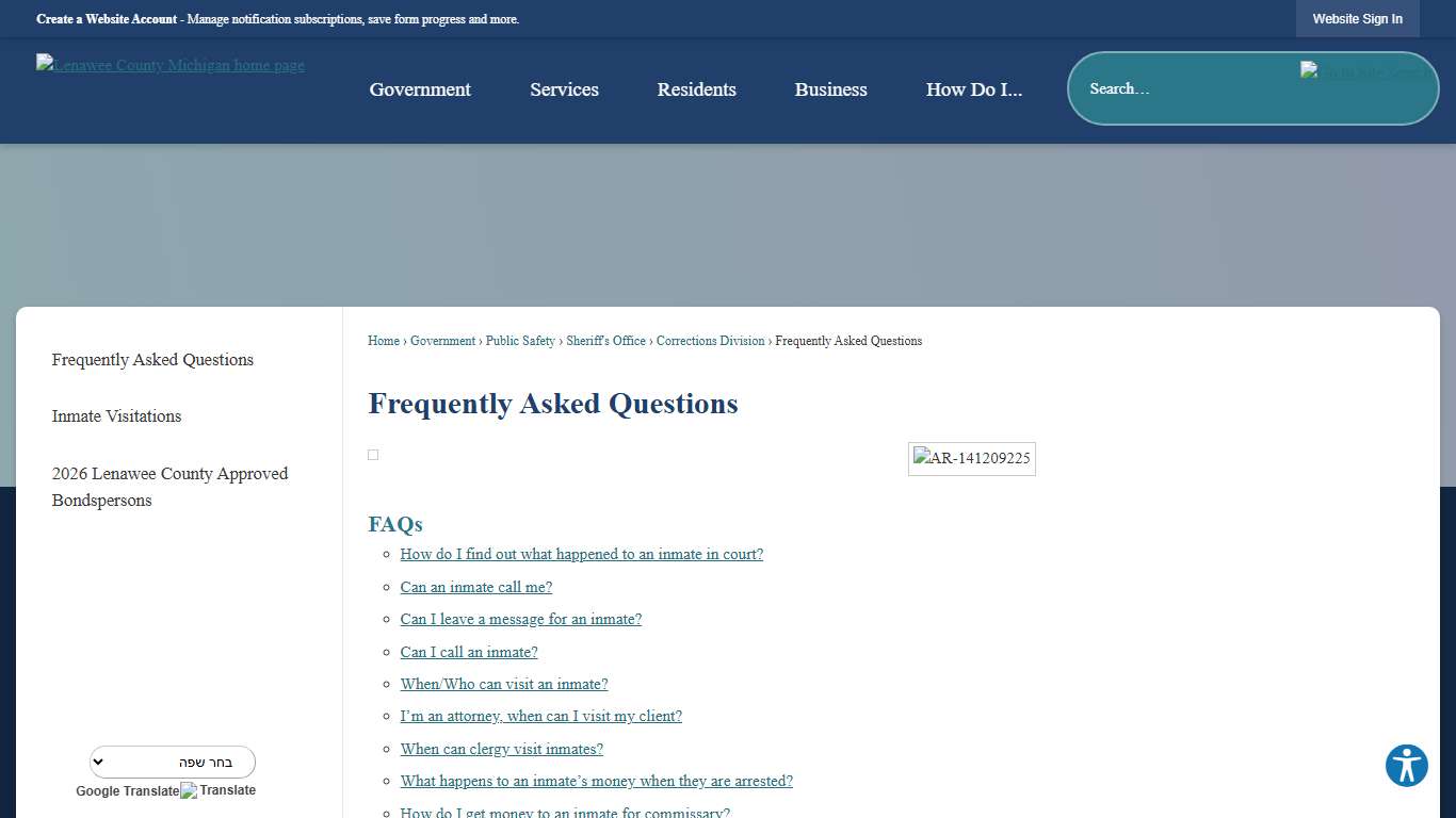 Frequently Asked Questions Lenawee County, MI